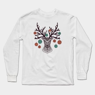 Christmas Reindeer Face Long Sleeve T-Shirt